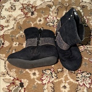 Chic Kids' Black Boots with Sparkle Straps